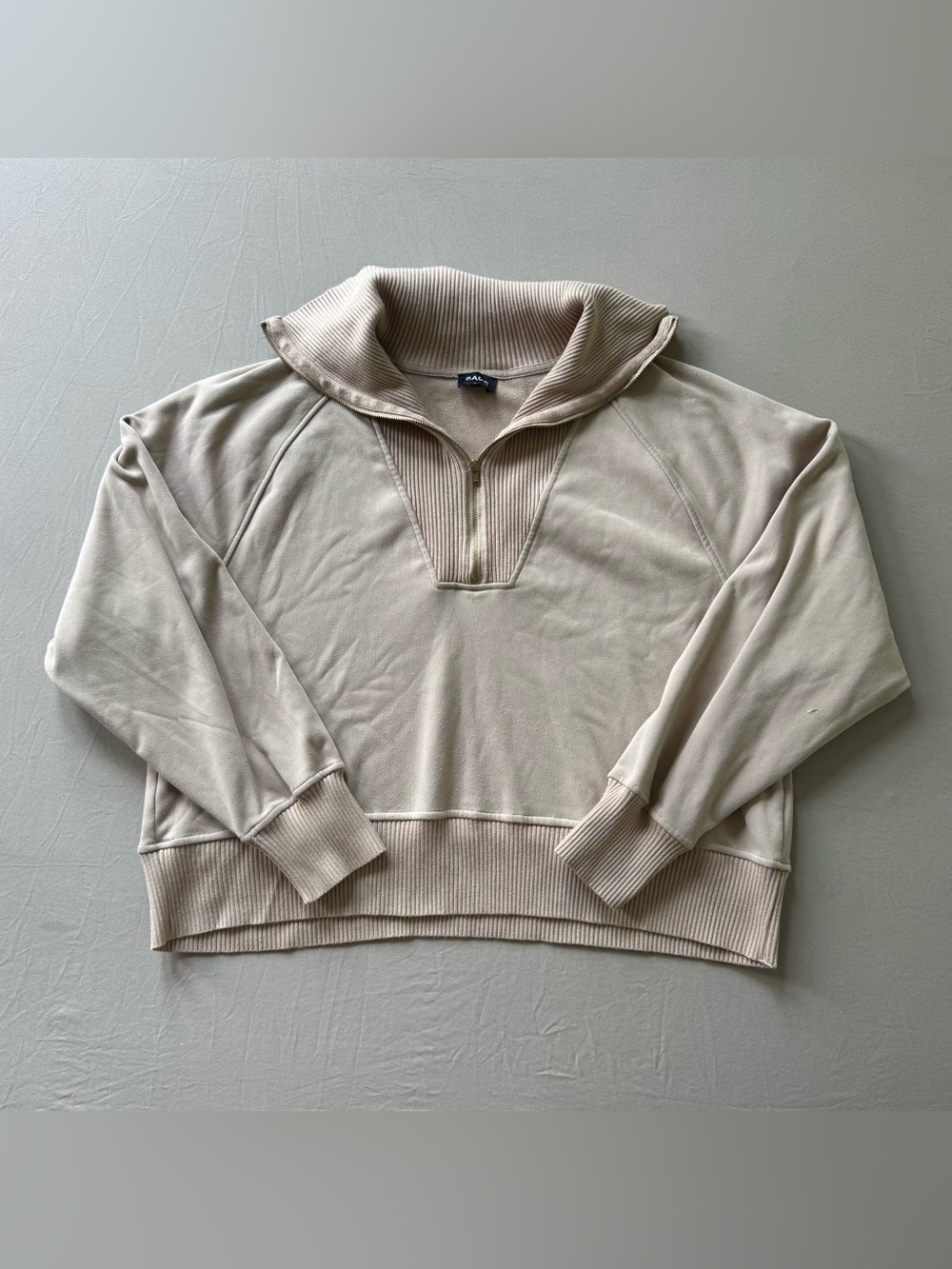 Sage Ribbed Trim Quarter Zip Sweatshirt